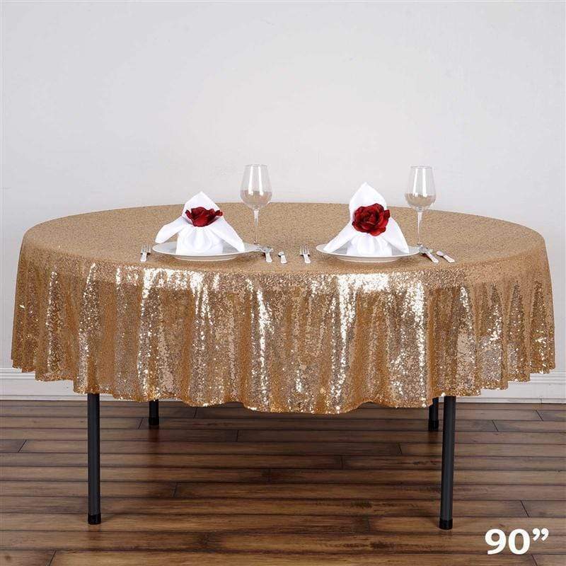 90" Round Sequin Tablecloth - Gold TAB_02_90_GOLD
