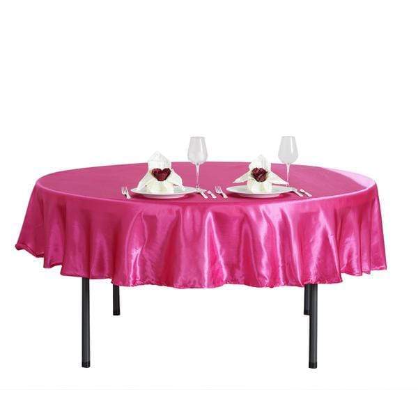 90" Satin Round Tablecloth Wedding Party Table Linens - Fuchsia TAB_STN90_FUSH