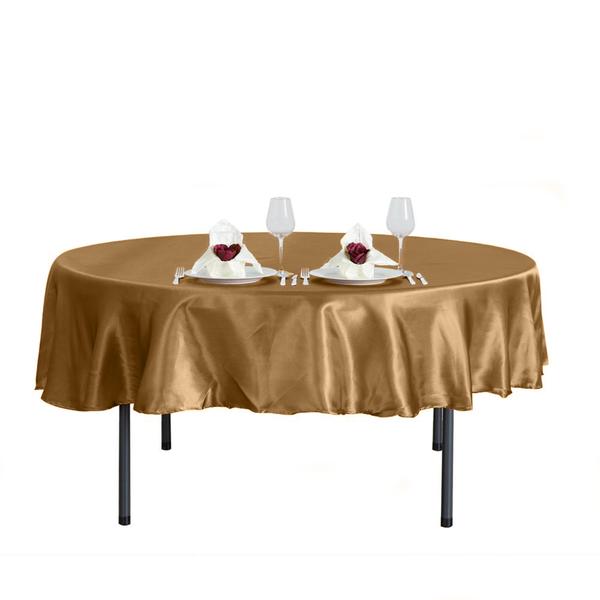 90" Satin Round Tablecloth Wedding Party Table Linens - Gold TAB_STN90_GOLD