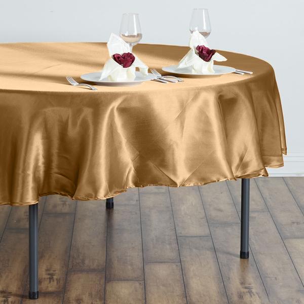 90" Satin Round Tablecloth Wedding Party Table Linens - Gold TAB_STN90_GOLD