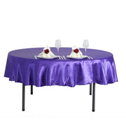 90" Satin Round Tablecloth Wedding Party Table Linens - Purple TAB_STN90_PURP