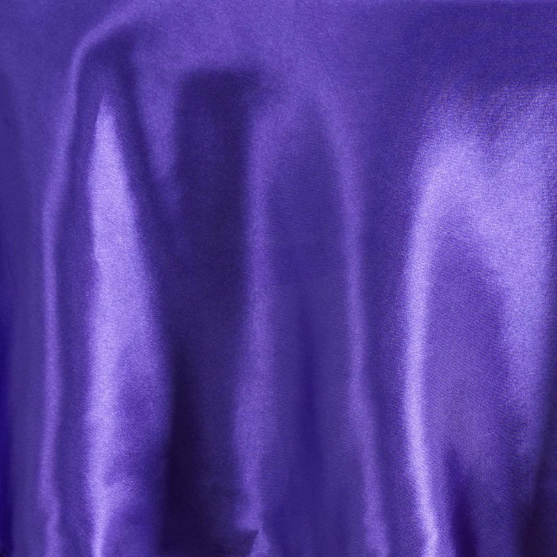 90" Satin Round Tablecloth Wedding Party Table Linens - Purple TAB_STN90_PURP