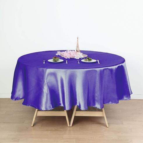 90" Satin Round Tablecloth Wedding Party Table Linens - Purple TAB_STN90_PURP