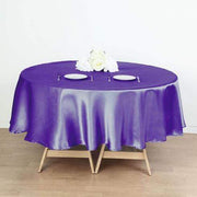 90" Satin Round Tablecloth Wedding Party Table Linens - Purple TAB_STN90_PURP