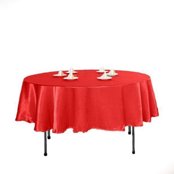 90" Satin Round Tablecloth Wedding Party Table Linens - Red TAB_STN90_RED