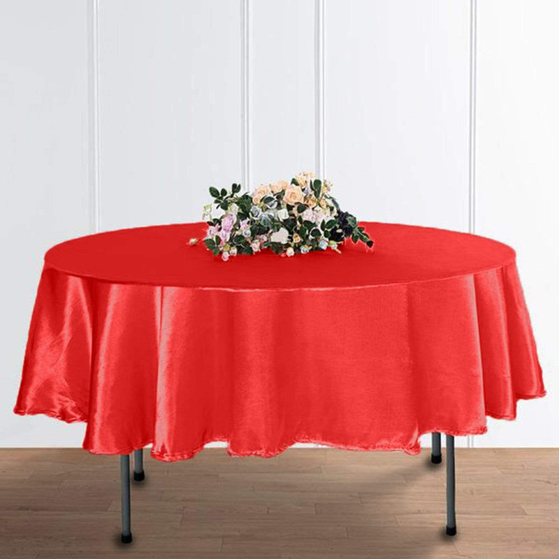 90" Satin Round Tablecloth Wedding Party Table Linens - Red TAB_STN90_RED
