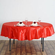 90" Satin Round Tablecloth Wedding Party Table Linens - Red TAB_STN90_RED