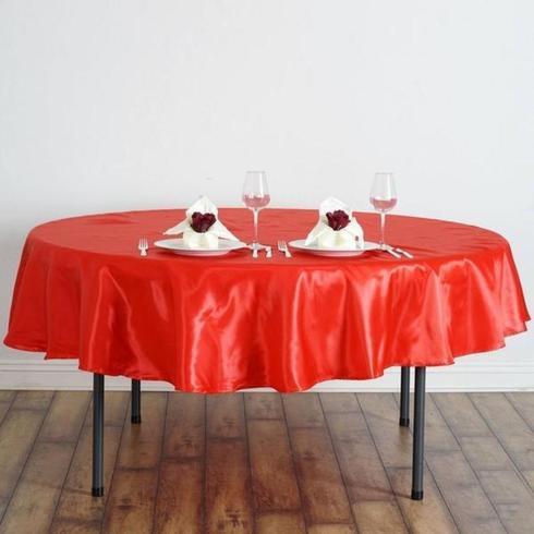 90" Satin Round Tablecloth Wedding Party Table Linens - Red TAB_STN90_RED