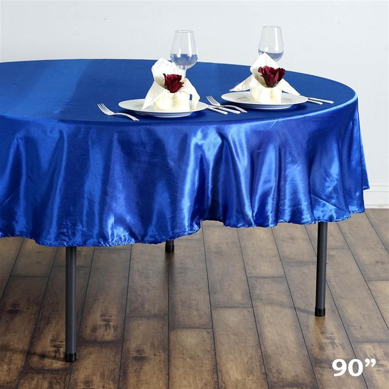 90" Satin Round Tablecloth Wedding Party Table Linens - Royal Blue TAB_STN90_ROY