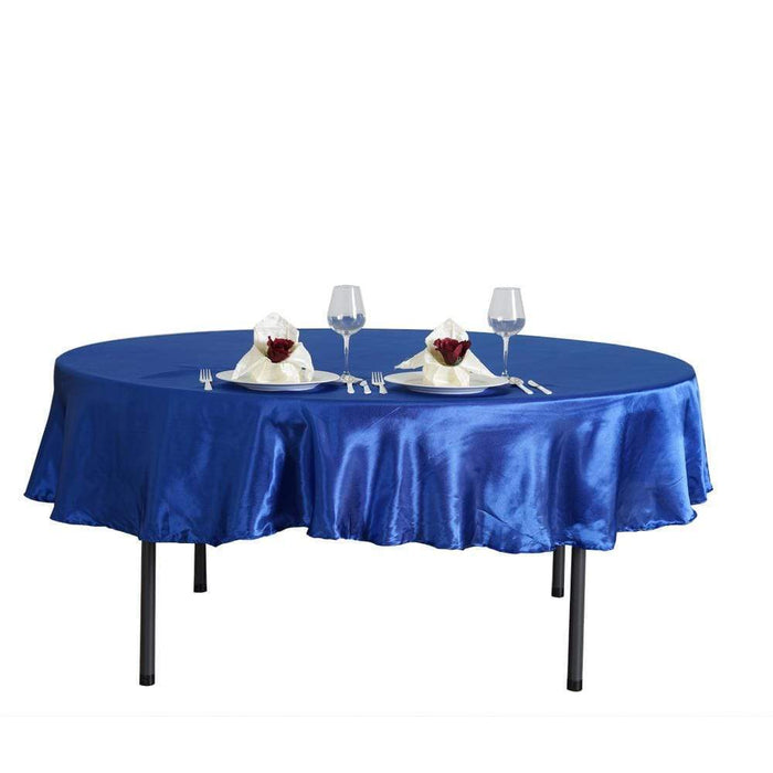 90" Satin Round Tablecloth Wedding Party Table Linens - Royal Blue TAB_STN90_ROY