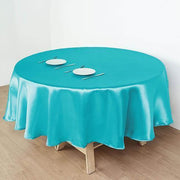 90" Satin Round Tablecloth Wedding Party Table Linens - Turquoise TAB_STN90_TURQ