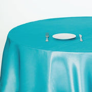 90" Satin Round Tablecloth Wedding Party Table Linens - Turquoise TAB_STN90_TURQ