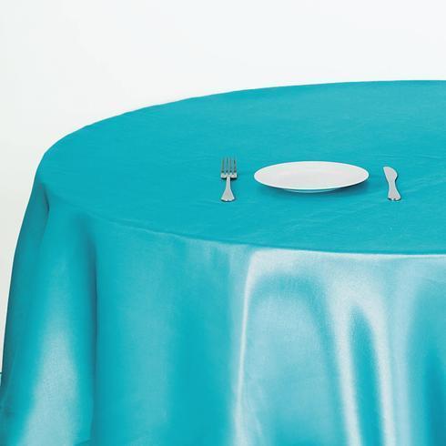 90" Satin Round Tablecloth Wedding Party Table Linens - Turquoise TAB_STN90_TURQ