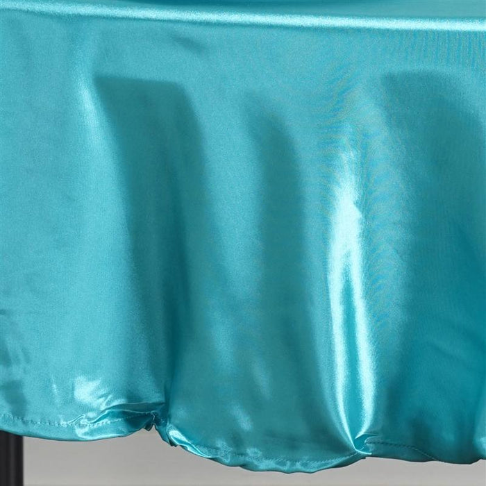 90" Satin Round Tablecloth Wedding Party Table Linens - Turquoise TAB_STN90_TURQ