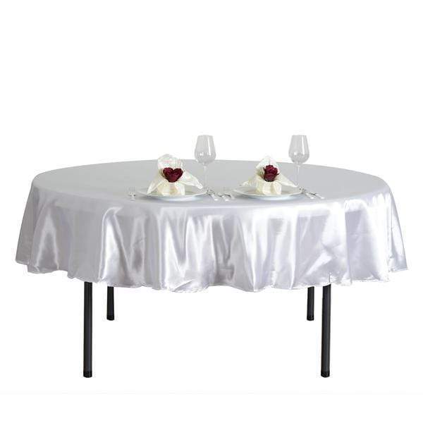 90" Satin Round Tablecloth Wedding Party Table Linens - White TAB_STN90_WHT