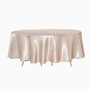 90" Satin Round Tablecloth Wedding Party Table Linens - Beige TAB_STN90_081