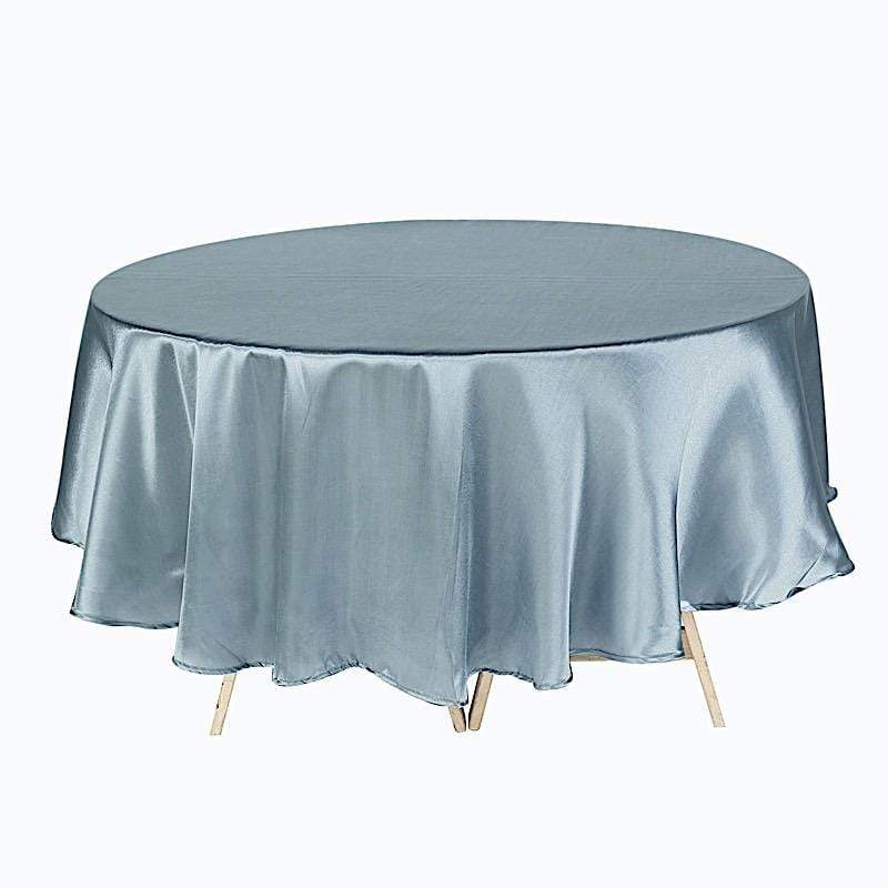 90" Satin Round Tablecloth Wedding Party Table Linens - Dusty Blue TAB_STN90_086