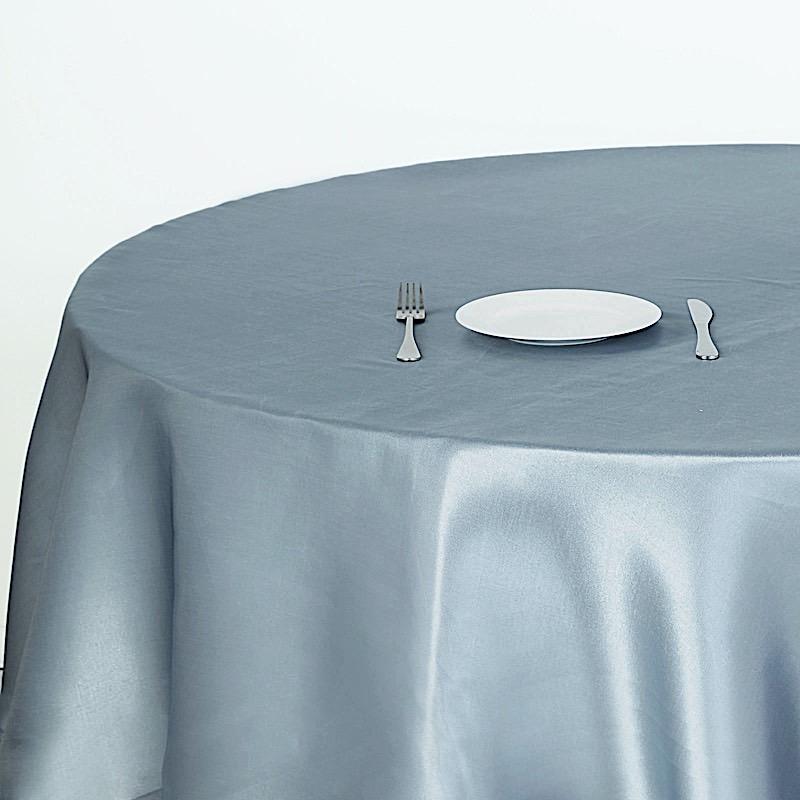 90" Satin Round Tablecloth Wedding Party Table Linens - Dusty Blue TAB_STN90_086