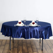 90" Satin Round Tablecloth Wedding Party Table Linens - Navy Blue TAB_STN90_NAVY