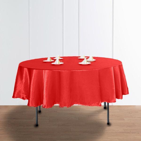 90" Satin Round Tablecloth Wedding Party Table Linens - Red TAB_STN90_RED