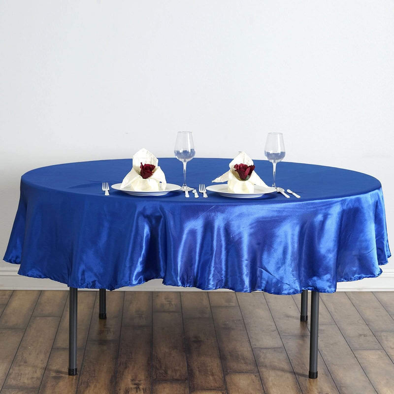 90" Satin Round Tablecloth Wedding Party Table Linens - Royal Blue TAB_STN90_ROY