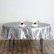 90" Satin Round Tablecloth Wedding Party Table Linens - Silver Light Gray TAB_STN90_SILV
