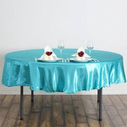 90" Satin Round Tablecloth Wedding Party Table Linens - Turquoise TAB_STN90_TURQ