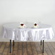 90" Satin Round Tablecloth Wedding Party Table Linens - White TAB_STN90_WHT