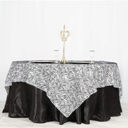 90" Tiger Safari Animal Print Table Overlay - Black / White LAY90_TIG_BLK