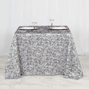 90" Tiger Safari Animal Print Table Overlay - Black / White LAY90_TIG_BLK