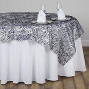 90" Tiger Safari Animal Print Table Overlay - Black / White LAY90_TIG_BLK