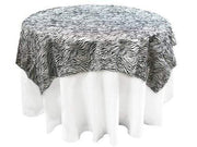 90" Tiger Safari Animal Print Table Overlay - Black / White LAY90_TIG_BLK