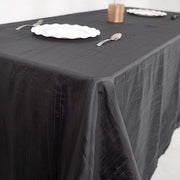 90" x 132" Accordion Metallic Crinkled Taffeta Rectangular Tablecloth - Black TAB_ACRNK_90132_BLK