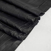 90" x 132" Accordion Metallic Crinkled Taffeta Rectangular Tablecloth - Black TAB_ACRNK_90132_BLK