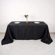 90" x 132" Accordion Metallic Crinkled Taffeta Rectangular Tablecloth - Black TAB_ACRNK_90132_BLK