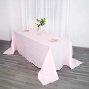 90" x 132" Accordion Metallic Crinkled Taffeta Rectangular Tablecloth - Blush TAB_ACRNK_90132_046