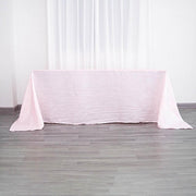 90" x 132" Accordion Metallic Crinkled Taffeta Rectangular Tablecloth - Blush TAB_ACRNK_90132_046