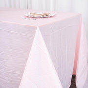 90" x 132" Accordion Metallic Crinkled Taffeta Rectangular Tablecloth - Blush TAB_ACRNK_90132_046