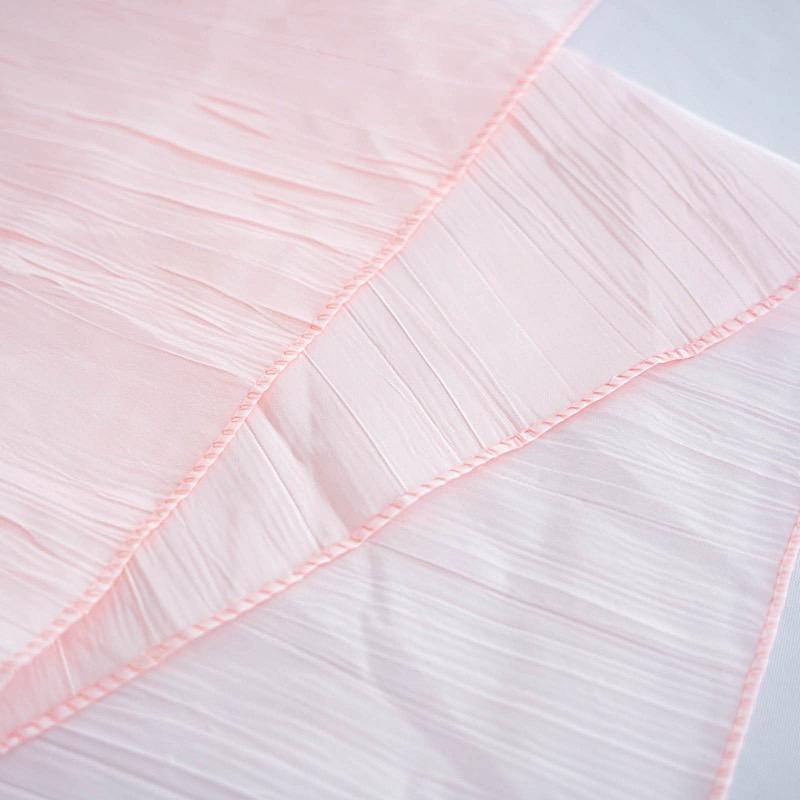90" x 132" Accordion Metallic Crinkled Taffeta Rectangular Tablecloth - Blush TAB_ACRNK_90132_046