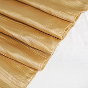 90" x 132" Accordion Metallic Crinkled Taffeta Rectangular Tablecloth - Gold TAB_ACRNK_90132_GOLD