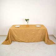 90" x 132" Accordion Metallic Crinkled Taffeta Rectangular Tablecloth - Gold TAB_ACRNK_90132_GOLD