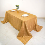 90" x 132" Accordion Metallic Crinkled Taffeta Rectangular Tablecloth - Gold TAB_ACRNK_90132_GOLD