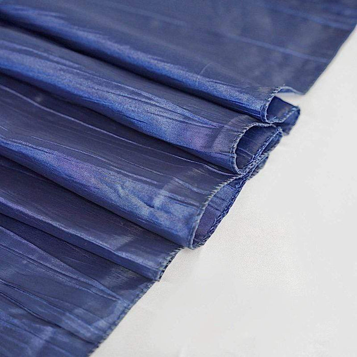 90" x 132" Accordion Metallic Crinkled Taffeta Rectangular Tablecloth - Navy Blue TAB_ACRNK_90132_NAVY