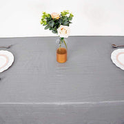 90" x 132" Accordion Metallic Crinkled Taffeta Rectangular Tablecloth - Silver TAB_ACRNK_90132_SILV