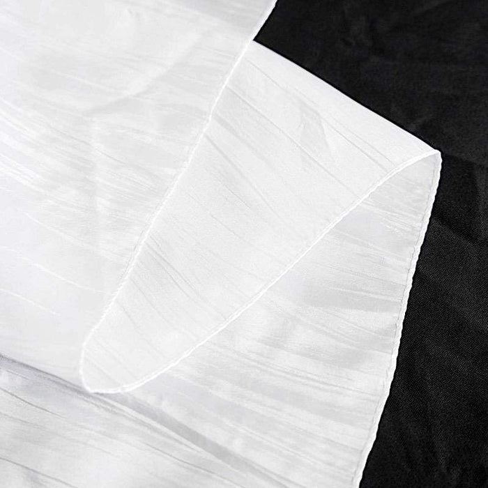90" x 132" Accordion Metallic Crinkled Taffeta Rectangular Tablecloth - White TAB_ACRNK_90132_WHT