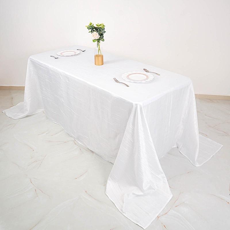 90" x 132" Accordion Metallic Crinkled Taffeta Rectangular Tablecloth