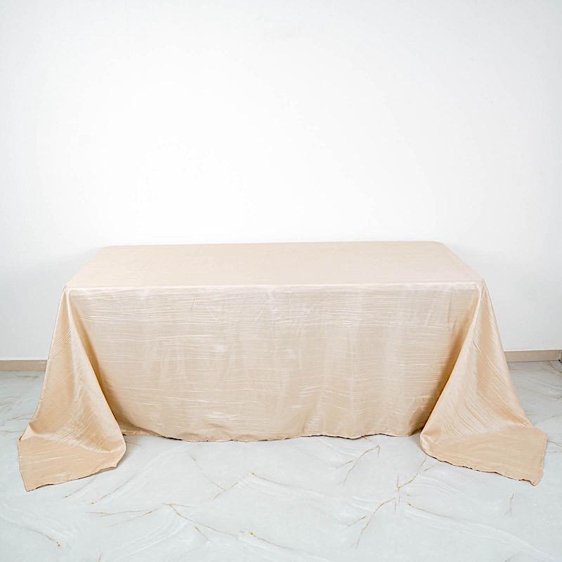 90" x 132" Accordion Metallic Crinkled Taffeta Rectangular Tablecloth