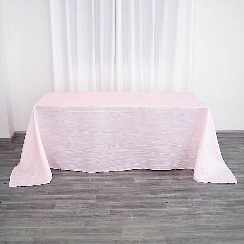 90" x 132" Accordion Metallic Crinkled Taffeta Rectangular Tablecloth