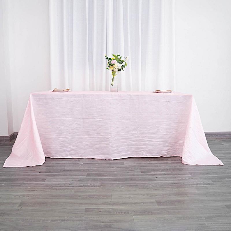 90" x 132" Accordion Metallic Crinkled Taffeta Rectangular Tablecloth