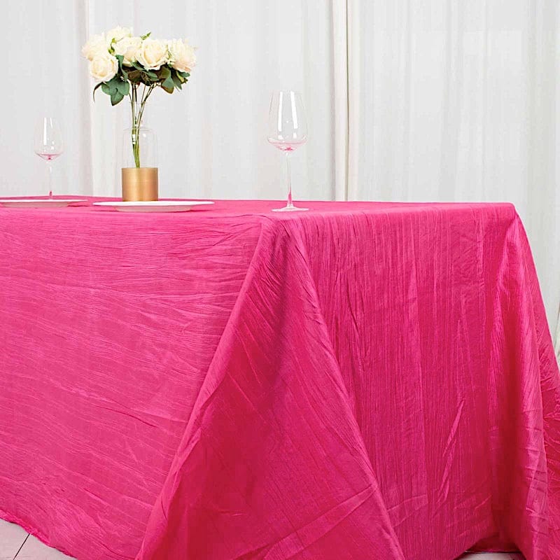 90" x 132" Accordion Metallic Crinkled Taffeta Rectangular Tablecloth